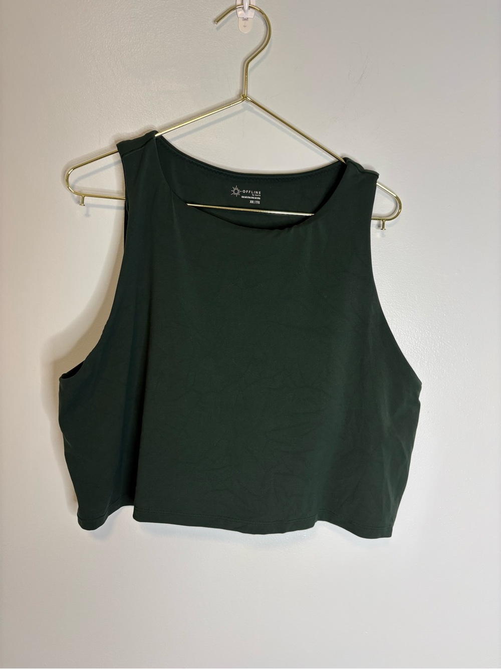 OFFLINE By Aerie Real Me XTRA High Neck Longline Sports Bra Dark Green Size XXL - Picture 3 of 9
